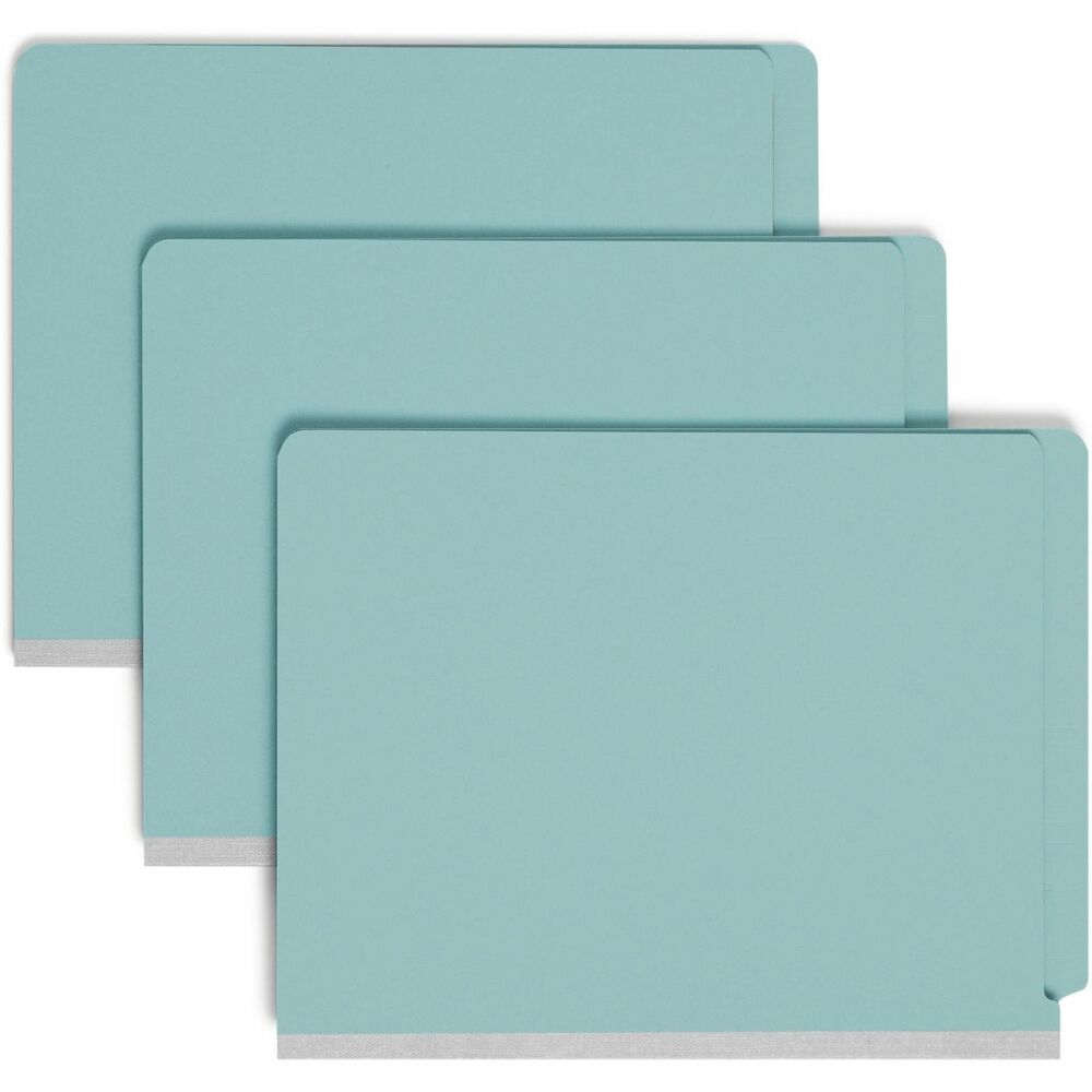 SMD26781 - Classification folders offer two-prong fasteners on front and back panels and dividers to six separate filing surfaces within each folder. Gusset allows 2" expansion. Folders are made with 25 point colored Pressboard stock. Folders have straight-cut tabs and hold letter-size documents. Dividers have 1/3-cut tabs and are made with 17 point kraft stock. More from the Manufacturer