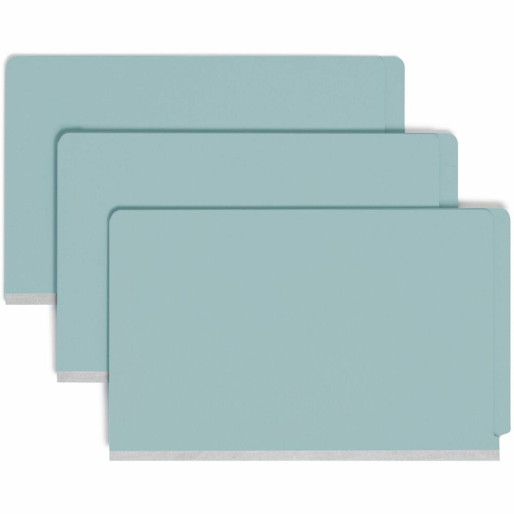 SMD29781 - Classification folders offer two-prong fasteners on front and back panels and dividers to six separate filing surfaces within each folder. Gusset allows 2" expansion. Folders are made with 25 point, colored Pressboard stock. Folders have straight-cut tabs and hold legal-size documents. Dividers have 1/3-cut tabs and are made with 17 point kraft stock. More from the Manufacturer