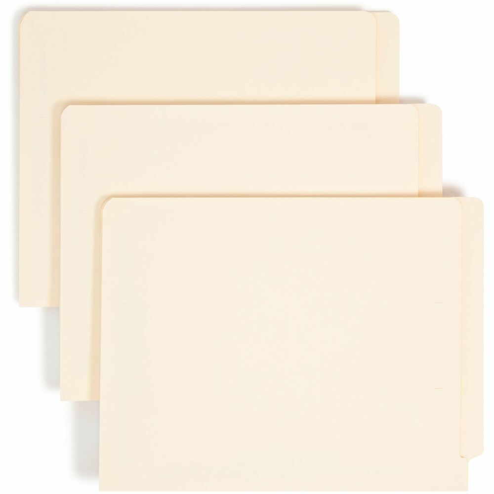 SMD34120 - Use end-tab fastener folders to subdivide papers inside the folder. Folders feature straight-cut tabs for color-coded indexing and 2" prong B-style fasteners for organizing documents inside the folder. The double thick tab puts extra strength where you need it most. Two-ply tabs are 1/2" wide and embossed for label placement. Folders are scored for 3/4" expansion. Top corners in front and back are rounded.
