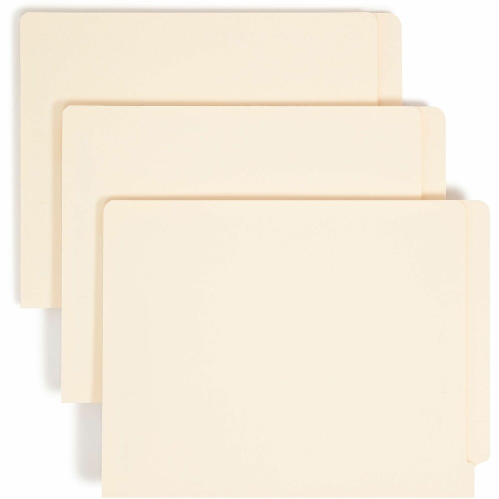 SMD34215 - Use end-tab fastener folders to subdivide papers inside the folder. Folders feature straight-cut tabs for color-coded indexing and 2" prong B-style fasteners for organizing documents inside the folder. The double thick tab puts extra strength where you need it most. Two-ply tabs are 1/2" wide and embossed for label placement. Folders are scored for 3/4" expansion. Top corners in front and back are rounded.