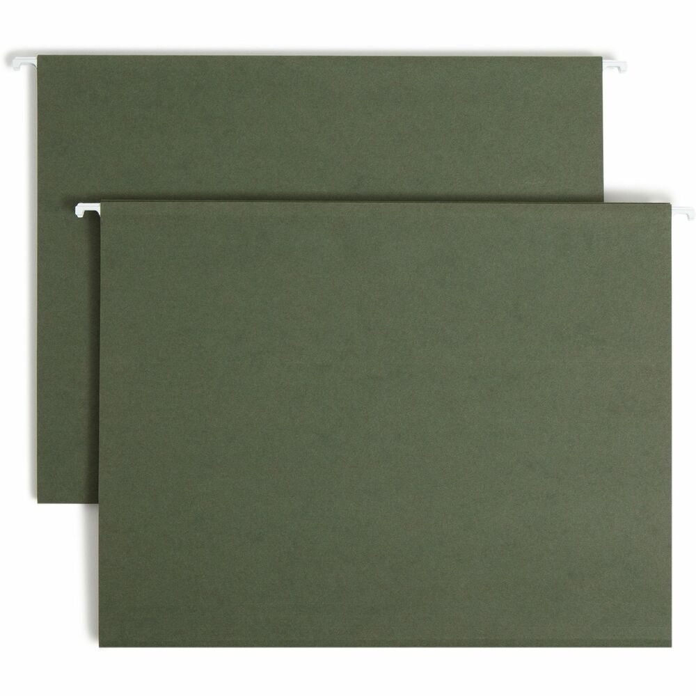 SMD64010 - A popular choice for desk drawer files, hanging folders keep important papers neat and organized. Coated rod tips allow smooth glide on file drawers. Lighter green on the inside of the folder helps prevent accidental filing of papers between folders. Clear poly tabs (sold separately) can be positioned in several locations on the front or back panel. Hanging folders are made of 11 point color stock.