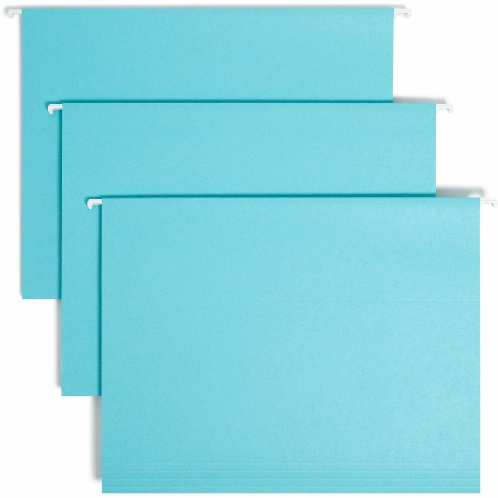 SMD64058 - A popular choice for desk drawer files, these colored hanging folders keep papers neatly vertical in the file. Coated rod tips slide easily on file drawers. Included clear poly tabs can be positioned in the slits along the top edge in several locations. Repositionable poly tabs are 1/5 cut and 1/2" high. Hanging folders include replaceable white inserts. Use with colored interior folders to prevent misfiling. Hanging folders are made of 11 point color stock and include white inserts.