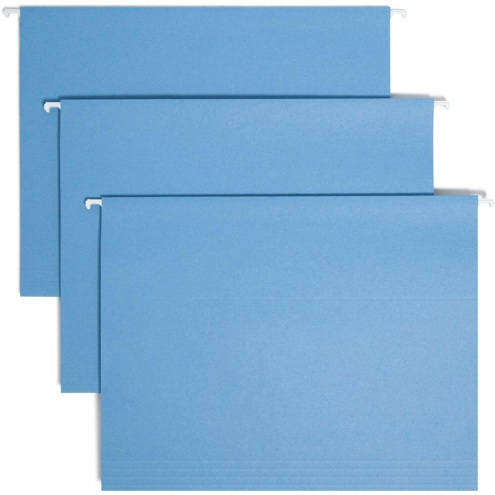 SMD64060 - A popular choice for desk drawer files, these colored hanging folders keep papers neatly vertical in the file. Coated rod tips slide easily on file drawers. Included clear poly tabs can be positioned in the slits along the top edge in several locations. Repositionable poly tabs are 1/5 cut and 1/2" high. Hanging folders include replaceable white inserts. Use with colored interior folders to prevent misfiling. Hanging folders are made of 11 point color stock and include white inserts.