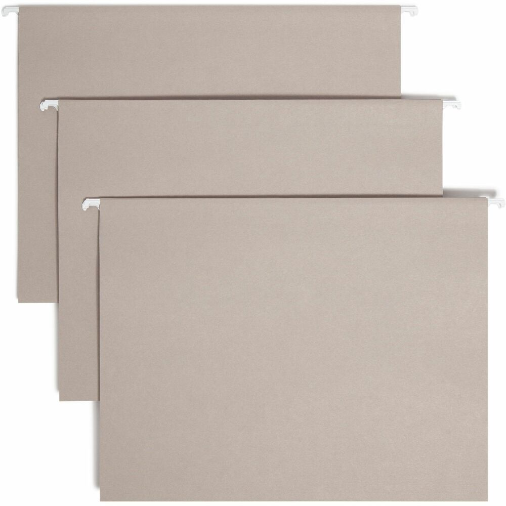 SMD64063 - A popular choice for desk drawer files, these colored hanging folders keep papers neatly vertical in the file. Coated rod tips slide easily on file drawers. Included clear poly tabs can be positioned in the slits along the top edge in several locations. Repositionable poly tabs are 1/5 cut and 1/2" high. Hanging folders include replaceable white inserts. Use with colored interior folders to prevent misfiling. Hanging folders are made of 11 point color stock and include white inserts.