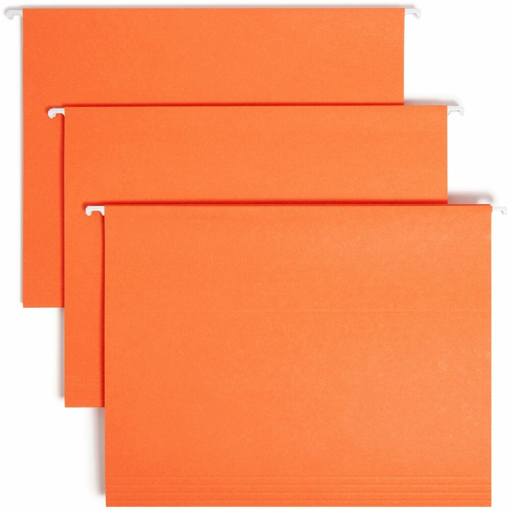 SMD64065 - A popular choice for desk drawer files, these colored hanging folders keep papers neatly vertical in the file. Coated rod tips slide easily on file drawers. Included clear poly tabs can be positioned in the slits along the top edge in several locations. Repositionable poly tabs are 1/5 cut and 1/2" high. Hanging folders include replaceable white inserts. Use with colored interior folders to prevent misfiling. Hanging folders are made of 11 point color stock and include white inserts.