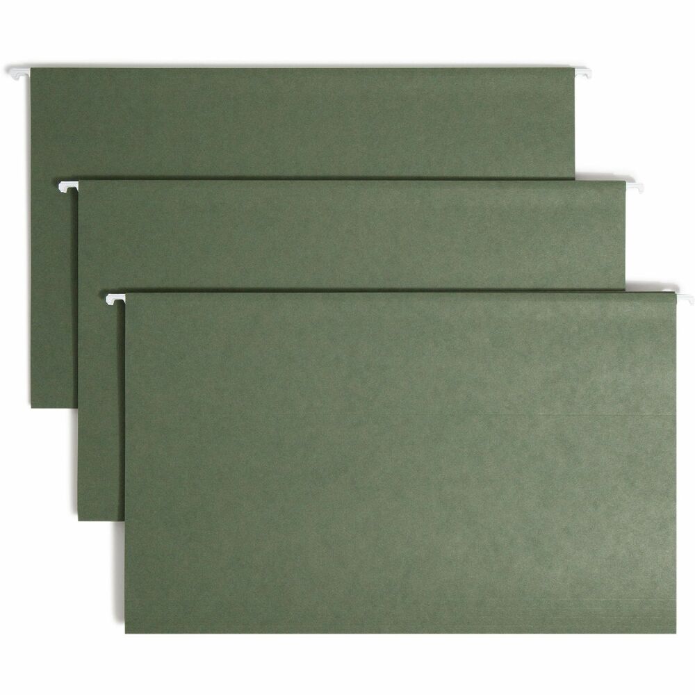 SMD64155 - A popular choice for desk drawer files, hanging folders keep important papers neat and organized. Coated rod tips allow smooth glide. Clear vinyl, 1/5-cut tabs with blank inserts positions in a variety of locations. Two-tone green stock prevents filing papers between folders.