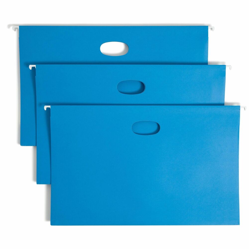 SMD64370 - Hanging pockets hold large amounts of paperwork and other important bulky information. Closed sides keep documents and other items secure. Full-height gussets keep the pocket from getting caught when trying to take them out of a file drawer or box. Die-cut handles allow easy lifting and transporting. Pocket includes repositionable clear poly tabs for easy indexing. Repositionable, clear poly tabs (1/5 cut) are included for easy indexing. Hanging pockets are made of 11 point colored stock.