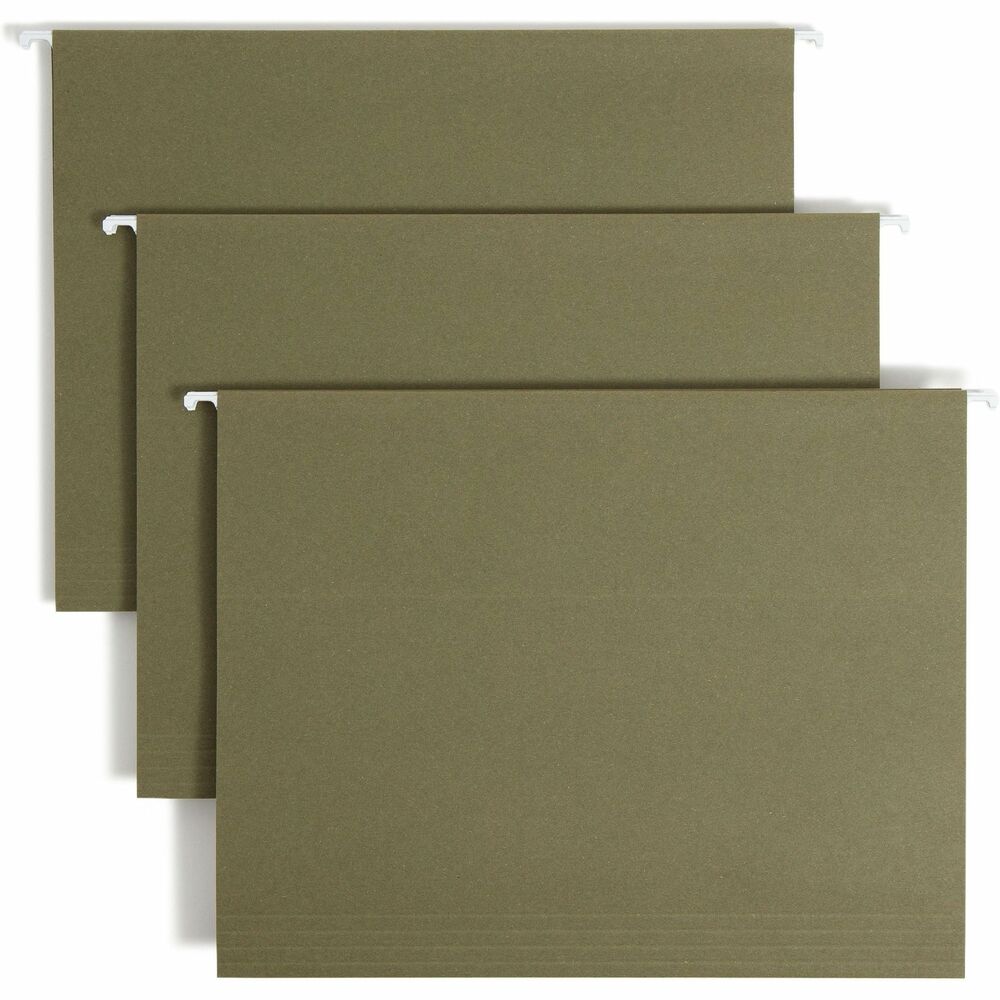 SMD65001 - Hanging file folders keep papers neatly upright in the file. Poly tabs can be positioned in a variety of locations on the front or back panel. 1/5-cut tabs are 1/2 high. Coated rod tips slide easily on file drawers. Included tab inserts are replaceable. Hanging file folders are made with a high percentage of recycled material.