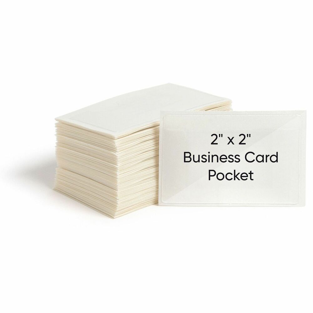 SMD68123 - Self-adhesive pocket features a nonglare, poly front attached to a white release coat. Back features self-adhesive for a secure hold. Back panel is slit for easy removal of release coat backing sheet. Put small cards, images and more to secure to file folders, binders, pockets, jackets or anywhere that you need to store small items safely. Self-adhesive back panel extends above the front panel.