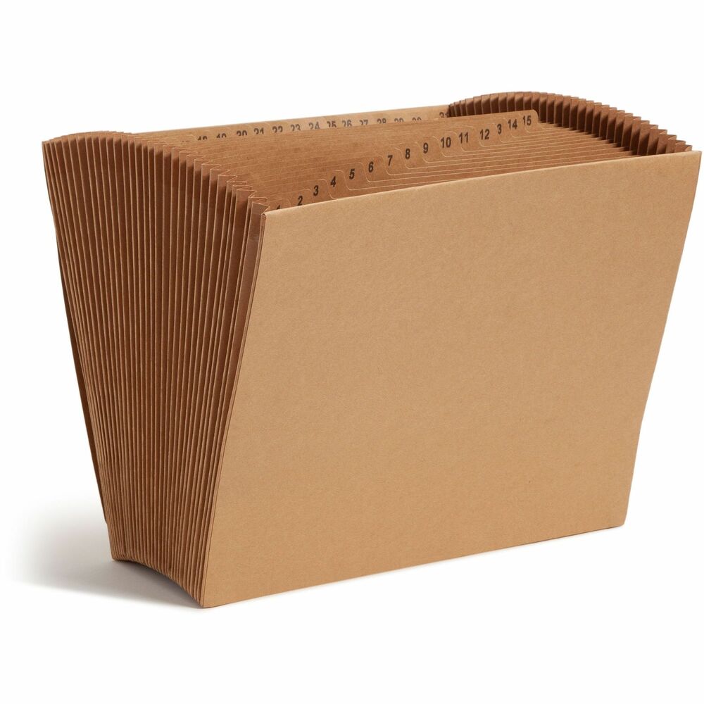 SMD70168 - Organize large amounts of paperwork that need to be transported quickly, or file material without a file cabinet. Heavy-duty expanding file offers protective flap and elastic cord closure to secure contents. Daily format offers 31 pockets labeled 1 to 31. Each pocket expands to 7/8". Double-thick front and back panels have a heavy reinforcement liner board. Expanding file offers full-height dividers that are indexed for quick filing and retrieval and a full-height gusset with poly tape reinforcement at top.