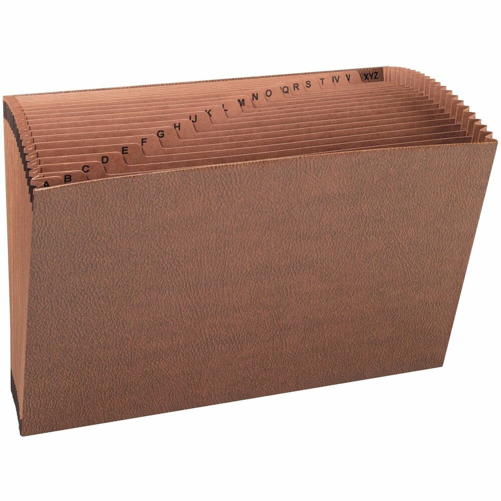 SMD70430 - Organize your paperwork using this Tuff Expanding File as a desk or credenza organizer. 21 pockets are labeled from A to Z for filing your legal-size materials in alphabetical order. Each pocket expands to 7/8". Double-thick, front and back panels have a heavy reinforcement on the liner board. Design also features full-height redrope dividers, full-height redrope gussets and tear-resistant reinforcement at the top. For easy access to your materials, leatherlike expanding file does not have a flap. More from the Manufacturer