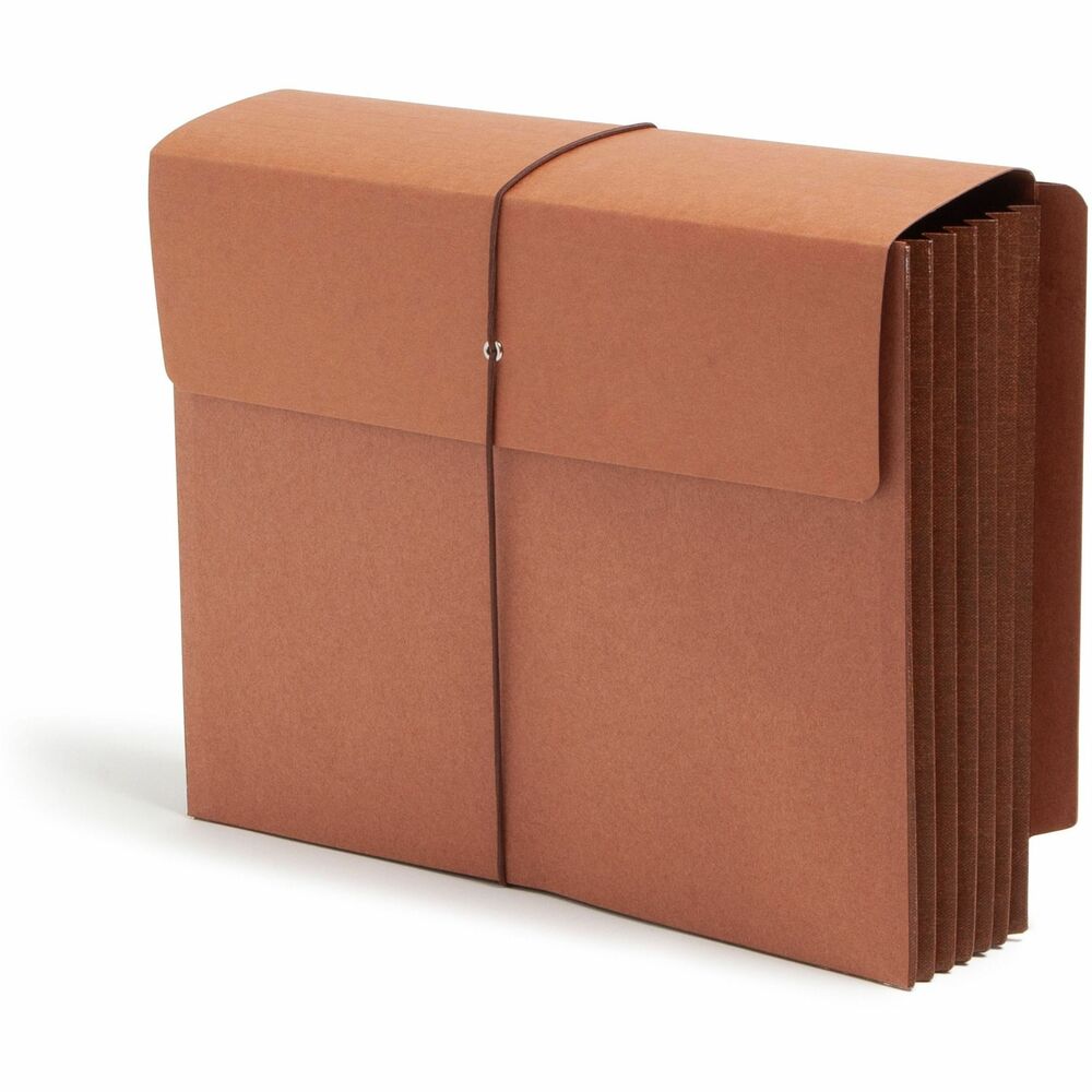 SMD71144 - End-tab wallets allow top-tab file folders to fit neatly inside without bulging the side gussets. The protective flap and elastic closure ensure that the contents will not fall out when transported. Letter-size file folders can be incorporated into existing shelf filing systems. Redrope wallets include 3/4" wide straight-cut tabs and full-height, gusset with rollover, tear-resistant reinforcement at top.
