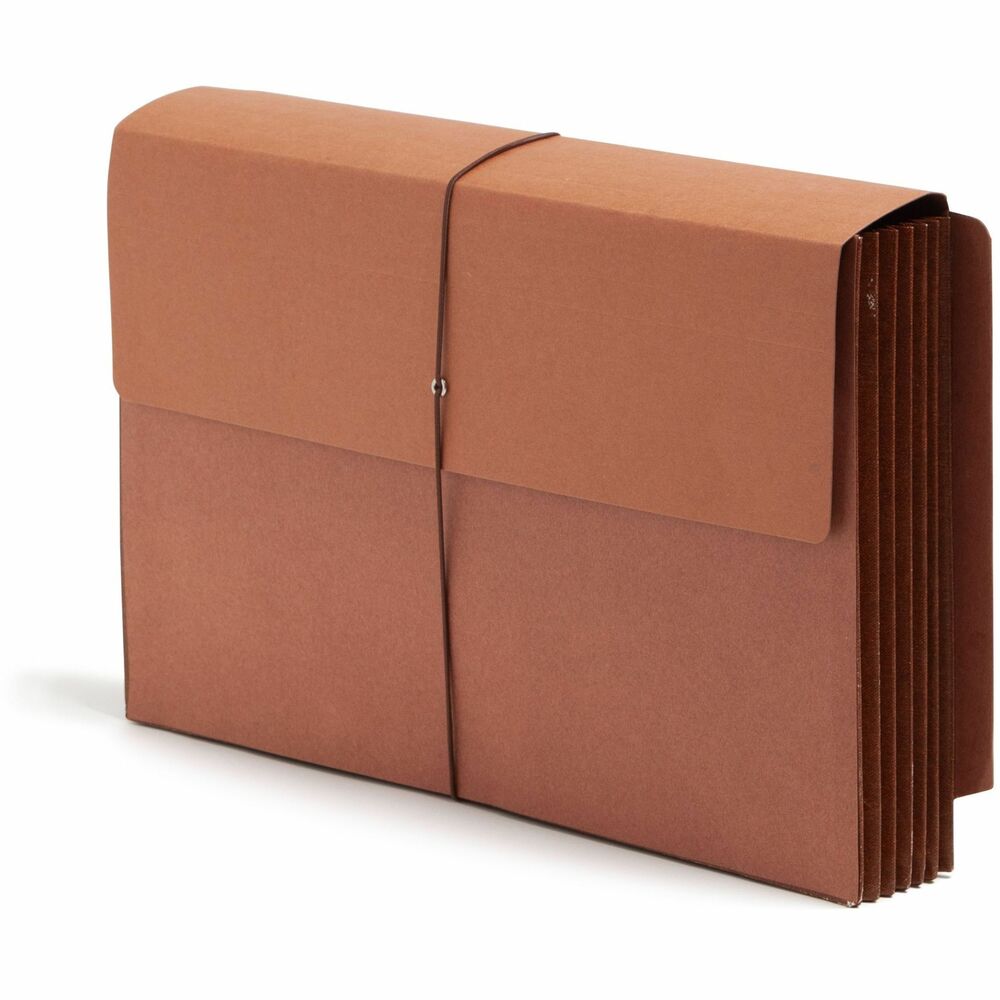 SMD71148 - End-tab wallets allow top-tab file folders to fit neatly inside without bulging the side gussets. The protective flap and elastic closure ensure that the contents will not fall out when transported. Legal-size file folders can be incorporated into existing shelf filing systems. Redrope wallets include 3/4" wide straight-cut tabs and full-height, gusset with rollover, tear-resistant reinforcement at top.