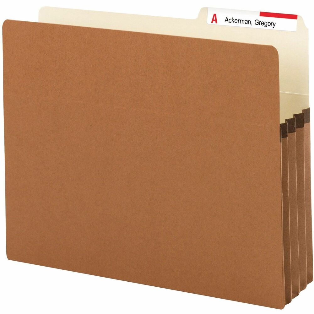 SMD73088 - Manage bulky records with these sturdy file pockets that expand up to 3-1/2". Tear-resistant, rollover, reinforced sides are virtually tearproof. Enclosed sides keep materials secure. Tab is 2/5 cut in the right position.