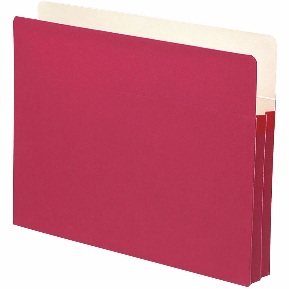 SMD73221 - Use colorful file pockets to quickly identify different types of files inside or outside of your file drawers. Matching colored gusset features a tear-resistant rollover reinforcement. Manila liners allow easy labeling on the straight-cut tabs. Drop-front panel provides easy access to contents. Letter-size file pockets are made of 11 point stock.