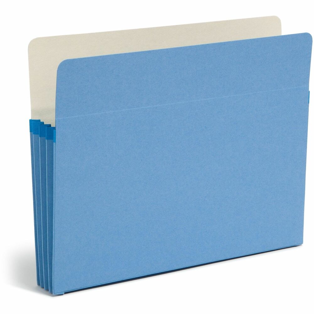 SMD73225 - Use colorful file pockets to quickly identify different types of files inside or outside of your file drawers. Matching colored gusset features a tear-resistant rollover reinforcement. Manila liners allow easy labeling on the straight-cut tabs. Drop-front panel provides easy access to contents. Letter-size file pockets are made of 11 point stock.