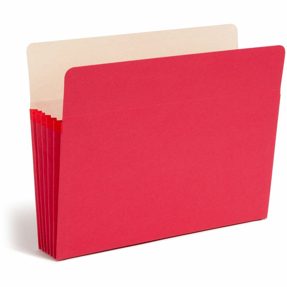 SMD73241 - Use colorful file pockets to quickly identify different types of files inside or outside of your file drawers. Matching colored gusset features a tear-resistant rollover reinforcement. Manila liners allow easy labeling on the straight-cut tabs. Drop-front panel provides easy access to contents. Letter-size file pockets are made of 11 point stock.