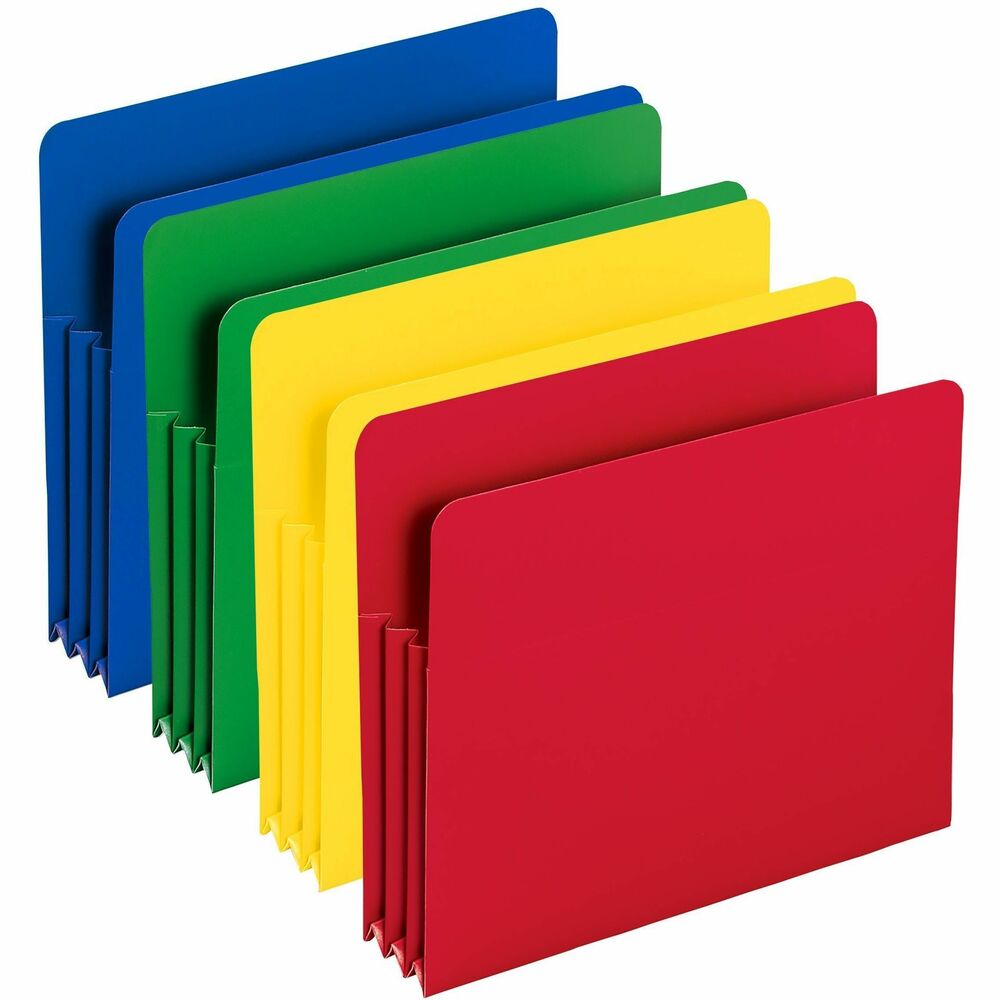 SMD73500 - Poly File Pockets offer strong, heavyweight polypropylene construction and a 3-1/2" expansion to hold lots of paperwork. Use bright hues for color-coding. Drop-front panels provide easy access to letter-size contents. Design also features 6" high, matching color gussets and top corners that are rounded, front and back. Acid-free poly material is tear-resistant, water-resistant and easy to clean.