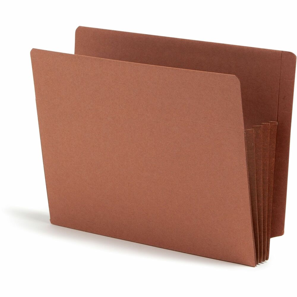 SMD73780 - File pockets won't rip out even when pulled from the shelf by the gusset. Gusset is fully lined with tear-resistant material. Pocket expands 3-1/2". It also has special rollover reinforcement at the top and extends into the front and back panels twice as far as standard file pockets. Super-heavyweight, front and back panels provide rigid support and have a hidden reinforcement strip at the point of greatest stress. Extra-wide design accommodates standard-size, top-tab file folders to create a complete client file. Letter-size file pockets have end tabs and are made of redrope stock. More from the Manufacturer