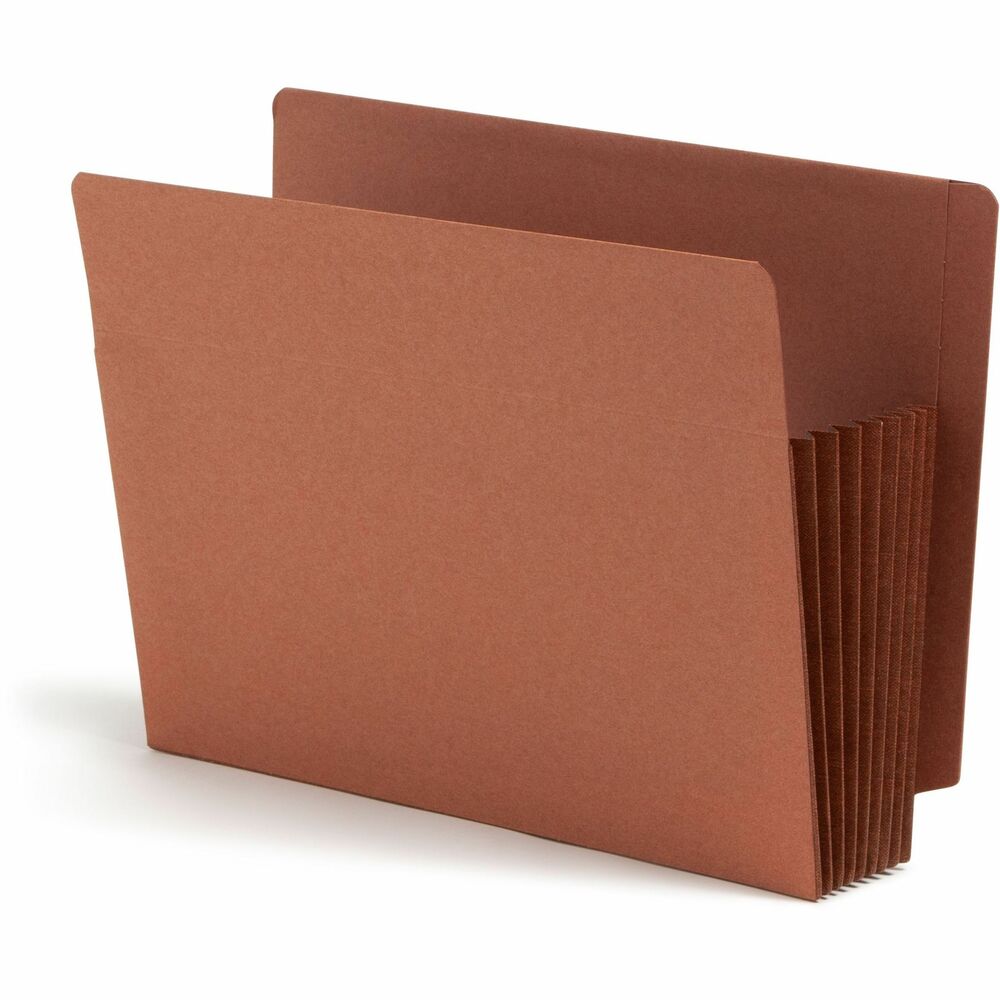 SMD73795 - File pockets won't rip out even when pulled from the shelf by the gusset. Gusset is fully lined with tear-resistant material. Pocket expands 7". It also has special rollover reinforcement at the top and extends into the front and back panels twice as far as standard file pockets. Super-heavyweight, front and back panels provide rigid support and have a hidden reinforcement strip at the point of greatest stress. Extra-wide design accommodates standard-size, top-tab file folders to create a complete client file. Letter-size file pockets have end tabs and are made of redrope stock. More from the Manufacturer