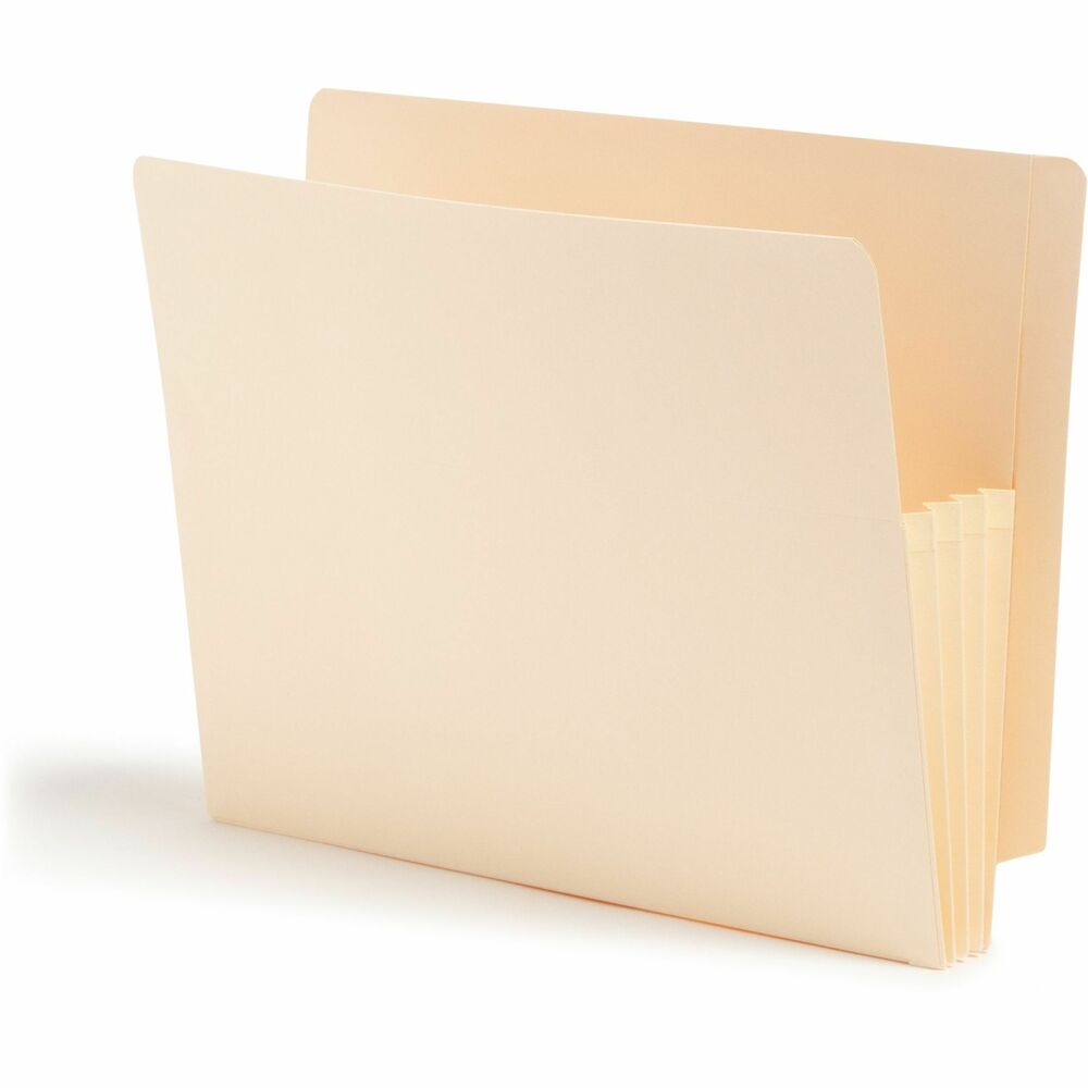 SMD75124 - End Tab File Pocket is perfect for shelf filing paper-intensive records. Durable construction accommodates bulky records. Drop front panel provides easy access. Straight-cut tab has embossed label placement. Great for lengthy reports, proposals or legal depositions.