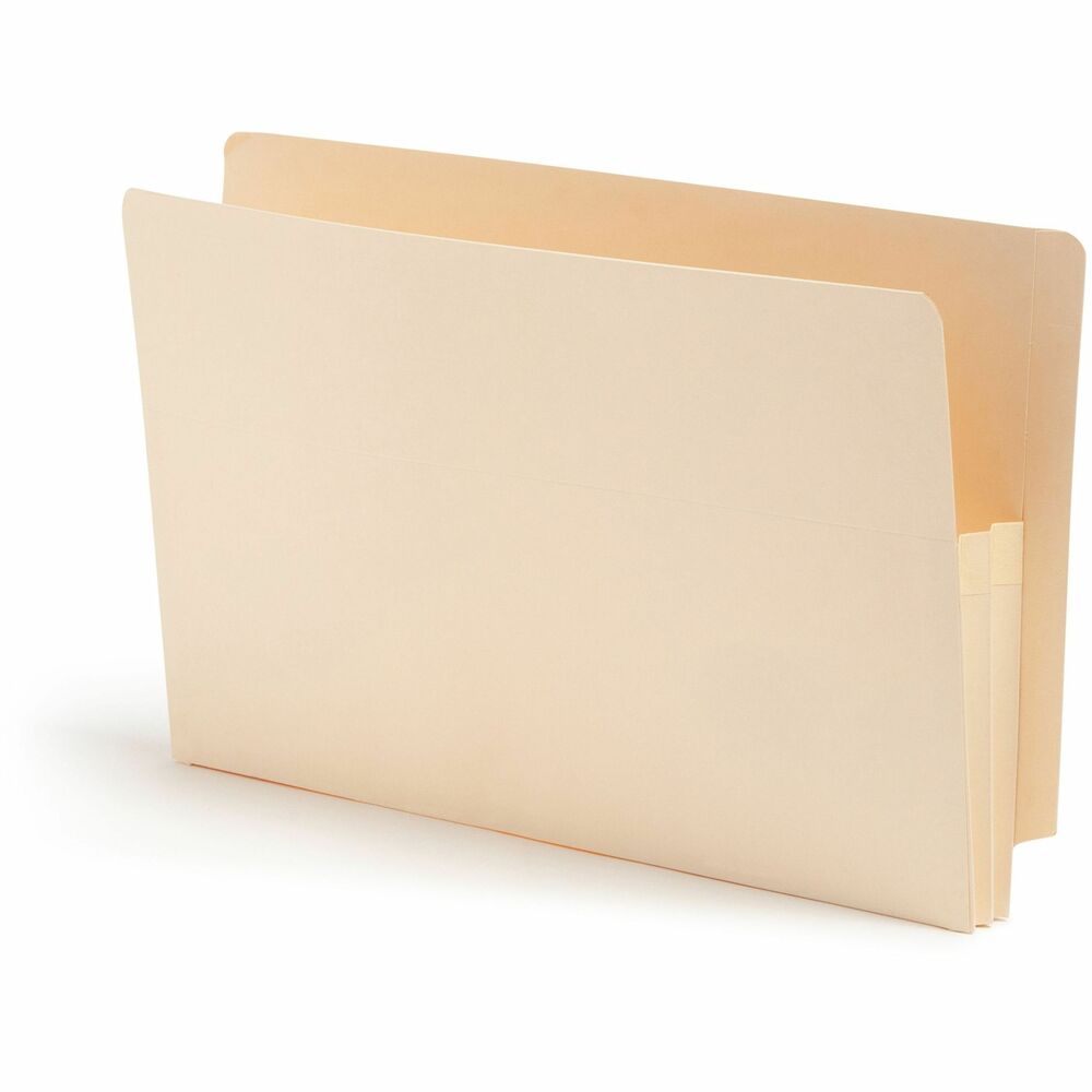 SMD76114 - End Tab File Pocket is perfect for shelf filing paper-intensive records. Durable construction accommodates bulky records. Drop front panel provides easy access. Straight-cut tab has embossed label placement. Great for lengthy reports, proposals or legal depositions.