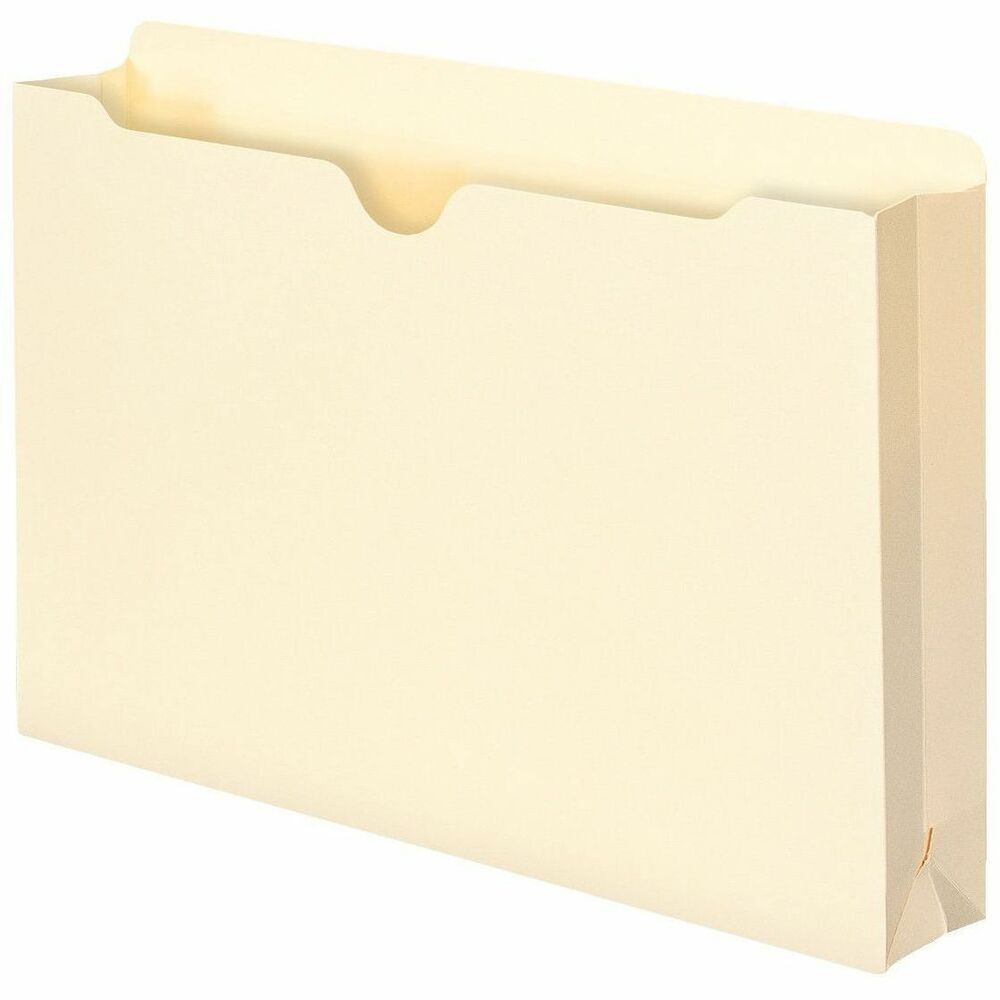 SMD76470 - With a 2" expansion, these manila file jackets are designed for storing charts, photos and bulky documents that do not fit traditional file folders. Legal-size file jackets are closed on three sides for document security. Full-height sides keep materials from slipping out, making this a great file for taking documents out of the office. Single-ply, 1/2" high straight-cut tabs are perfect for frequently used files. File jackets are made from 11 point stock and are equipped with rounded top corners on back panel and thumb-cut in front panel.