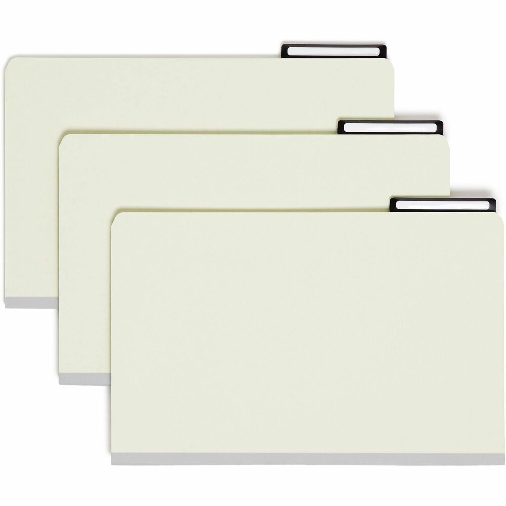 SMD78208 - Pressboard folders with 1/2" high tabs and preprinted dividers simplify mortgage paperwork. Organize paperwork using eight manila dividers with preprinted tabs. Tab headings include Insurance, Tax and Assessment Receipts, Mortgage, Title Papers, Attorney's Opinion, Appraisal, Credit Reports and Application. Front divider has a preprinted form for mortgage applicant's basic information and an inventory checklist to keep track of documents added to the folder. Each folder includes a manila jacket for smaller papers, certificates or photos that cannot be hole-punched and a fastener compressor for tightly binding contents. Flat tab in top-tab position has a replaceable insert. Printed tab dividers and jackets are sold separately so you can reuse the folder. Each folder also features 25 point Pressboard stock, 1" expansion and 2" prong, K-style fastener. Folders are made with a high percentage of recycled material and come unassembled to optimize customization.