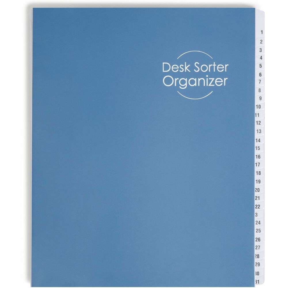 SMD89235 - Keep loose paperwork neatly categorized with this desk file/sorter. Extra-tough cover wipes clean with a damp cloth. Tabs are reinforced with DuPont Mylar and printed on both sides for easy sorting and follow-up. Tabs on 43 dividers are labeled from 1 to 31 and January to December for monthly and daily filing. Each section expands 1-3/8".