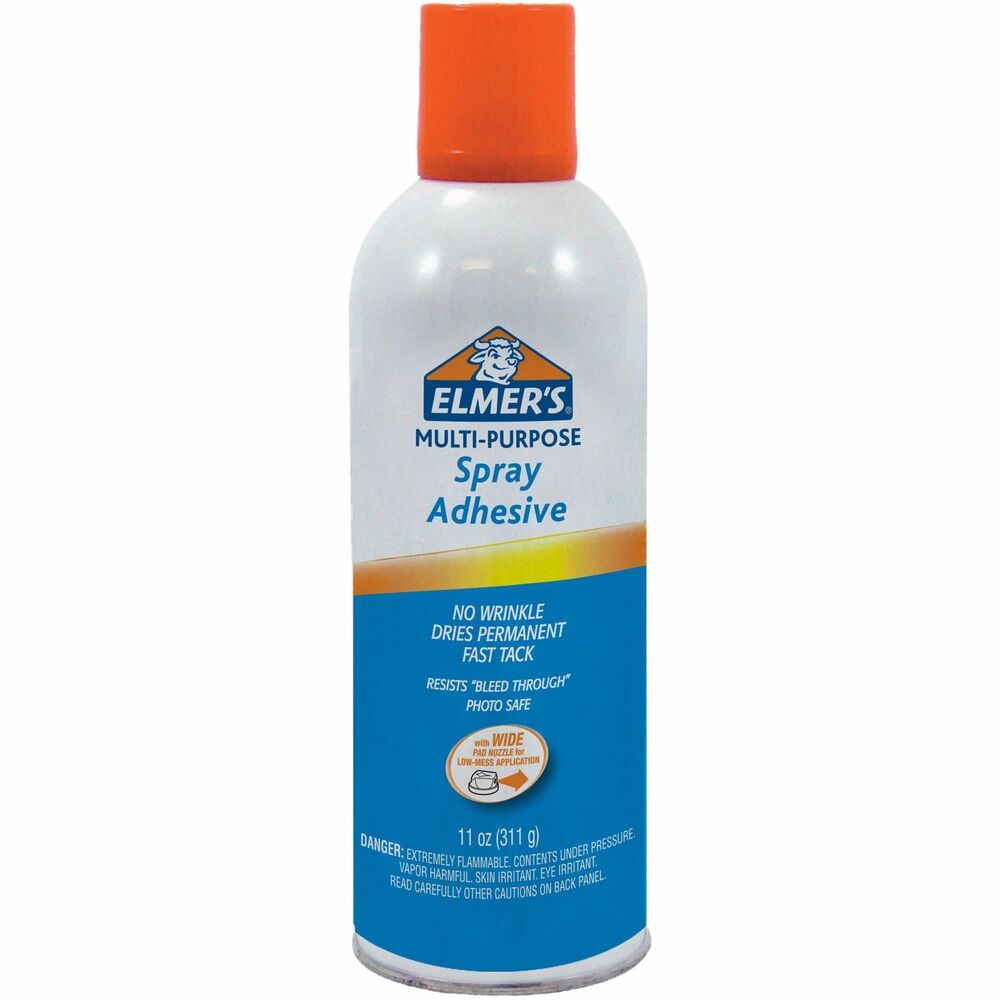 EPIE451 - Spray adhesive is specially formulated for mounting items to a variety of surfaces, including plastics. Adhesive dries fast and clear but allows repositioning before becoming permanent. Container allows you to spray wide to cover large areas. Acid-free, photo-safe spray adhesive resists bleed-through for professional results.