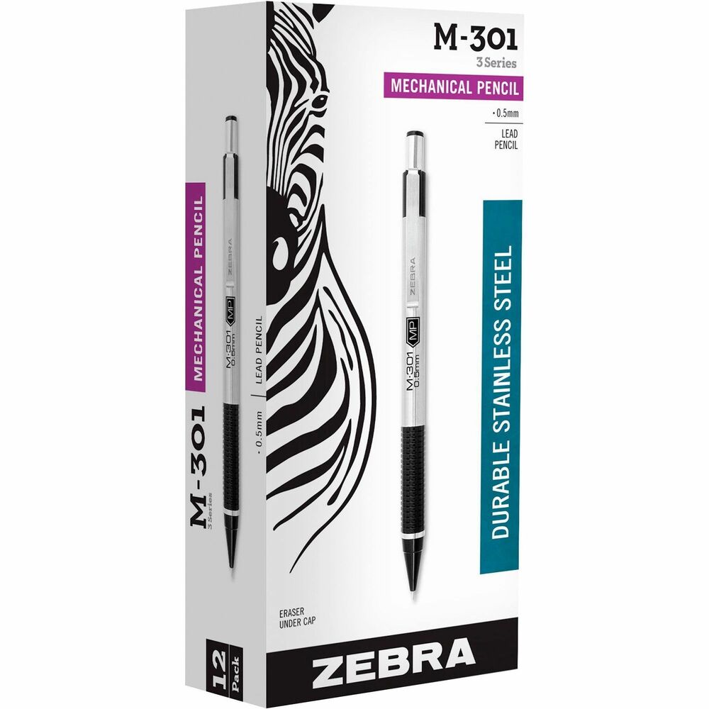 ZEB54010 - Mechanical pencil features a lightweight yet durable stainless steel barrel with a nonslip grip. Use the secure metal pocket clip for easy storage and accessibility. Mechanical pencil offers a replaceable eraser with Zebra's 83211 and is refillable with standard lead. Original Stainless Steel in a Mechanical Pencil, the M-301 is perfectly portable, steel mechanical pencil with secure metal clip guarantees so your pencil will be there when you need it. It combines style, strength and value. Lightweight yet durable stainless steel barrel features a nonslip grip. Mechanical pencil is refillable with standard lead. More from the Manufacturer