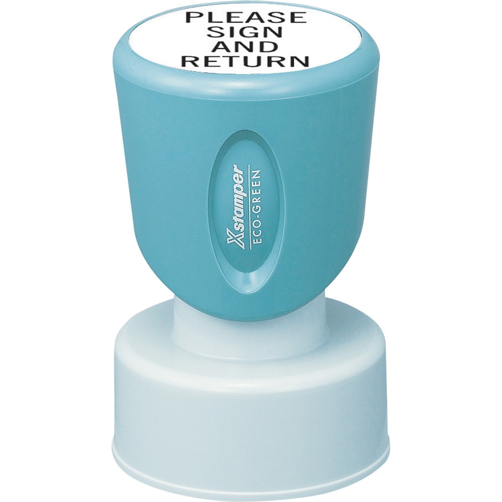 XSTN51 - Round Custom Stamp with plastic grip is perfect for inspection use, logos or messages typed on a curve. Pre-inked and re-inkable. Stamp offers a maximum four lines and 12 characters per line. Impression size: 1" diameter. Contact customer service to customize stamp. Complete orders are shipped within 48 hours of receipt by Xstamper.