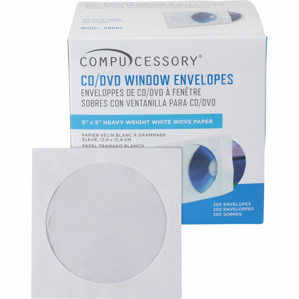 CCS26501 - Heavyweight envelopes store and protect your CDs/DVDs. Clear 4-1/4" diameter window reveals your CD/DVD label. Close ungummed flap by tucking it into the half-circle cut in the back of the envelope.