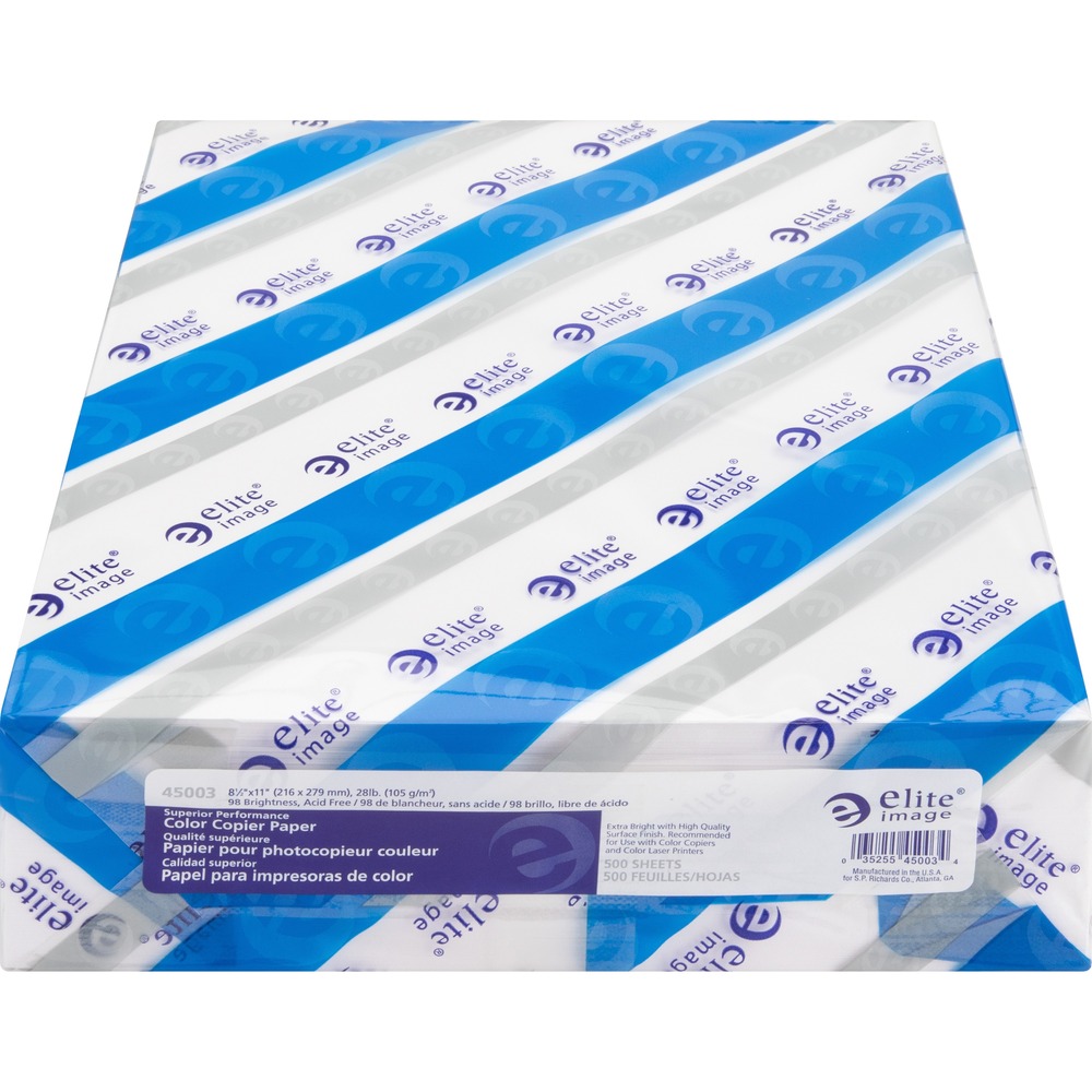 Elite Image Color Copier Paper - White - 98 Brightness - Letter - 8 1/2" x 11" - 28 lb Basis Weight - Smooth - White - 500 / Ream