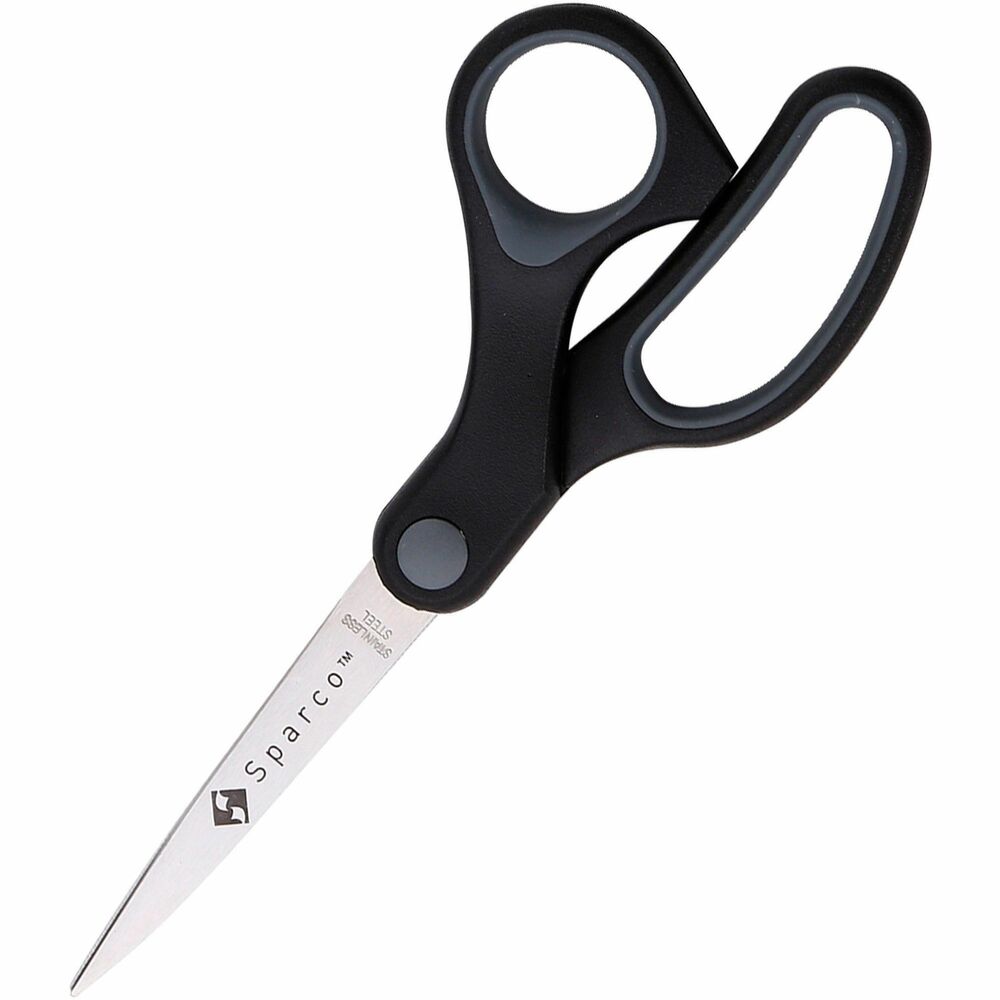 SPR25225 - Straight scissors feature a rubberized grip for more comfort and control. Corrosion-resistant, stainless steel blades keep a sharp edge longer. Blades are finely ground for smooth, constant cutting. Scissors are great for everyday use in your home office.