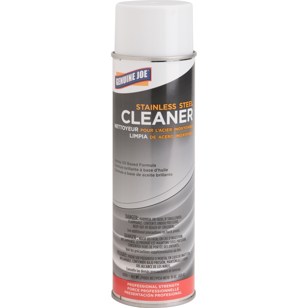 GJO02114 - Stainless Steel Cleaner/Polish is designed for use on stainless steel, chrome, aluminum, brass, copper and most other metal surfaces. Cleaner/polisher cleans and restores a high luster while leaving a protective coating on the surface.