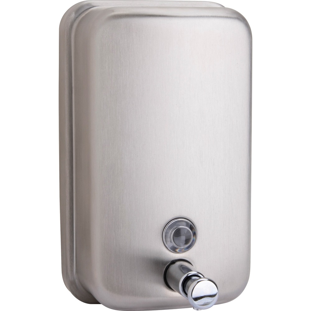GJO02201 - Use this Stainless Steel Soap Dispenser for liquid and lotion soaps (not included). Stainless steel case is rustproof, corrosion-resistant and wall-mountable. Smooth, rounded edges can be easily wiped down for quick cleanings. Easily refill by pouring your favorite formula into the reservoir.