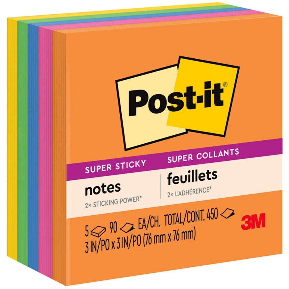 MMM6545SSUC - Post-it Super Sticky Notes feature a unique adhesive so your notes will stick securely to more surfaces. Now you can stick your notes where they'll really get noticed - like monitors, doors and walls. In a perfect 3" x 3" size for reminders or a short to-do list, Super Sticky Notes hold longer and stronger than original notes yet remove cleanly. The Rio de Janeiro Color Collection is expressive and dramatic with colors celebrating this Brazilian metropolis. Super Sticky Post-it Notes are recyclable, and the paper in Post-it Notes is sourced from certified, renewable and responsibly managed forests. More from the Manufacturer