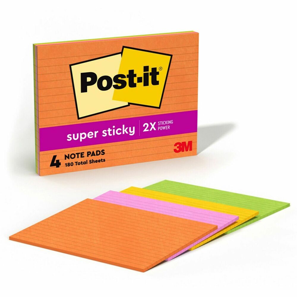 MMM6845SSPL - Post-it Super Sticky Meeting Notes stick practically anywhere so you can display your notes and stay on track. Use meeting notes to post, then organize thoughts and ideas on meeting room walls. Notes are great for making meetings more productive. Notes are ruled so you can make neater notes. The paper in Post-it Notes is sourced from certified, renewable and responsibly managed forests. Each pad includes 45 sheets. More from the Manufacturer