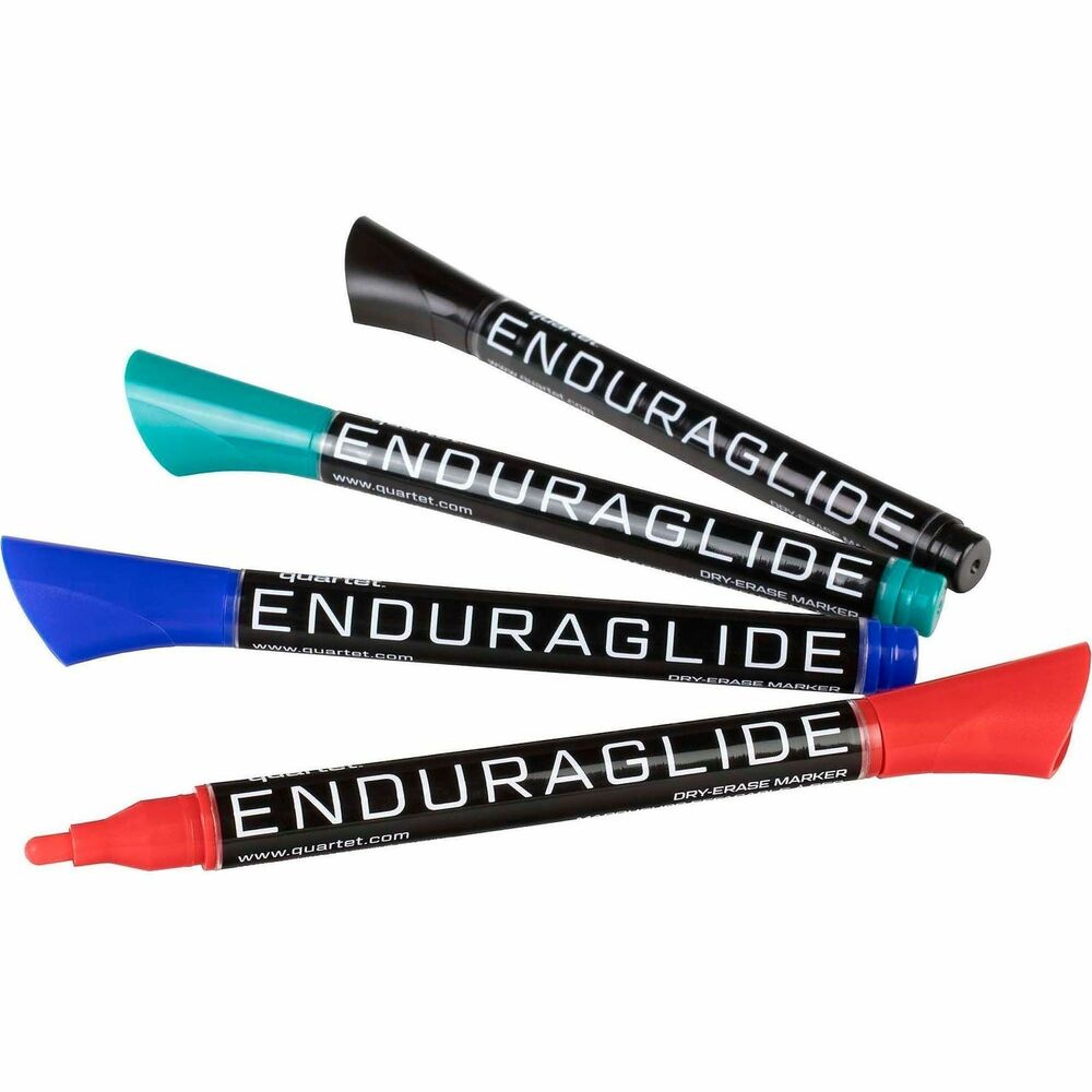 QRT500110M - EnduraGlide dry-erase markers offer a patented three-chamber technology that delivers bold, continuous color on dry-erase boards, ceramic, glass and other nonporous surfaces. By sending ink straight to the nib from three separate pressurized chambers, markers flow more steadily, write smoother, and erase cleanly. Convenient see-through barrel shows exactly how much ink is left. Roll-resistant cap prevents markers from drifting out of sight. Low-odor, nontoxic, quick-drying ink erases cleanly. More from the Manufacturer