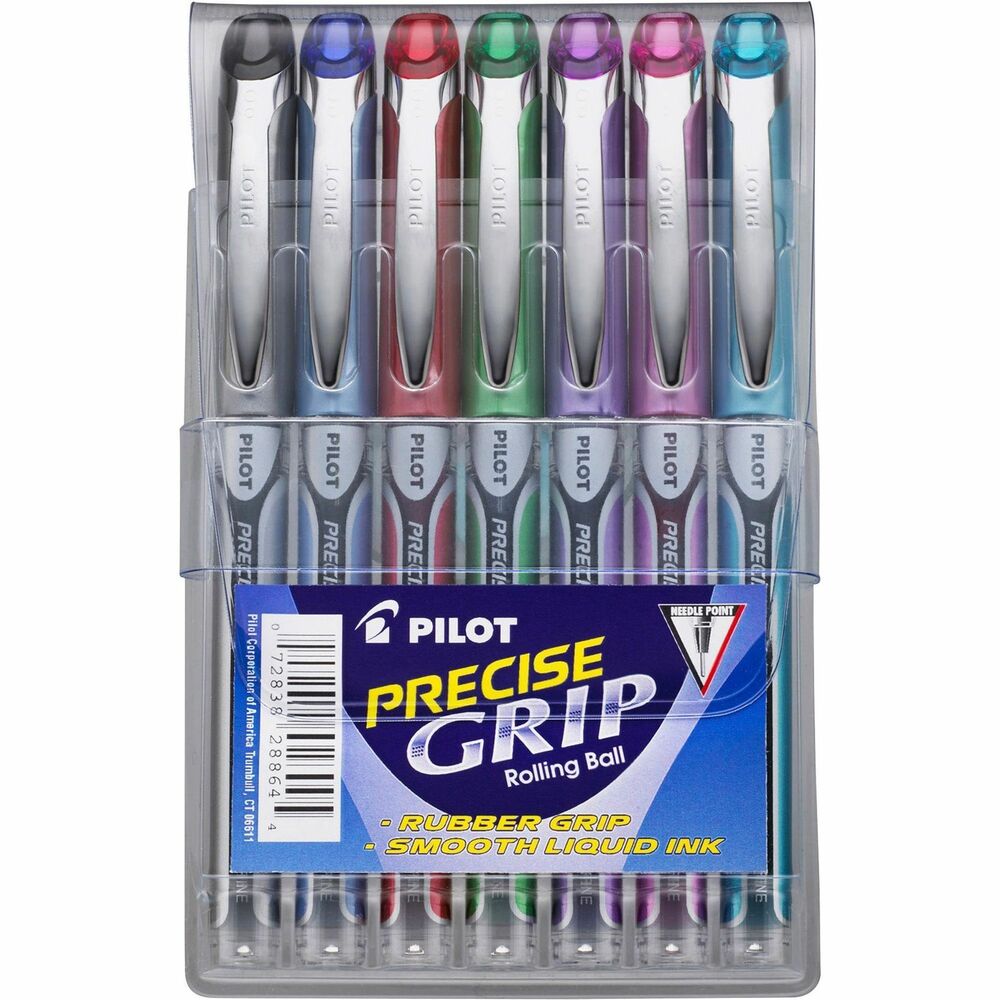 PIL28864 - Precise Grip Rolling Ball Pen features a patented Needlepoint Technology and advanced ink feed system for smooth, skip-free writing. Dimpled rubber provides writing control and comfort. Smooth writing liquid ink is water-resistant and fade-resistant.