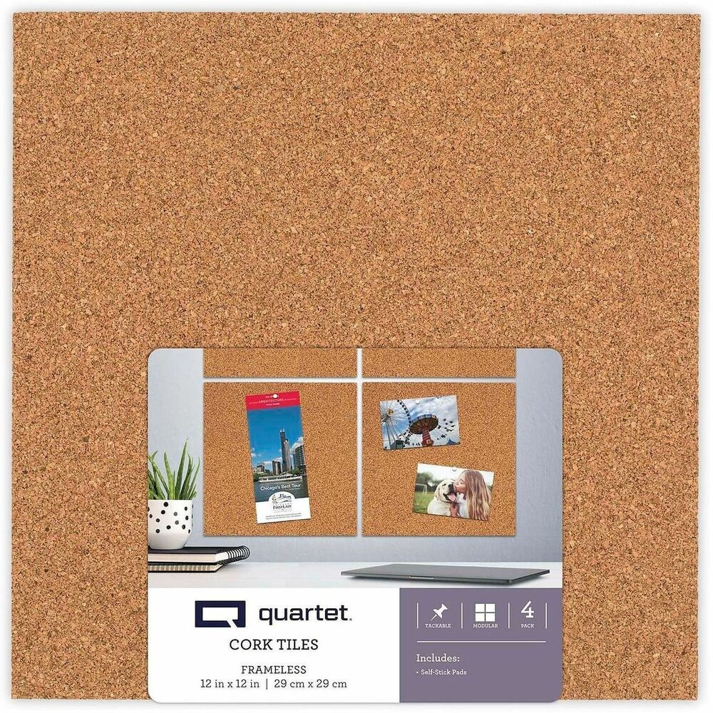 QRT102Q - Build a bulletin board of any size and shape with versatile cork panels. Use pushpins to securely hang documents, photos and more from these self-healing square cork tiles. 3/8" thick cork panels can be used separately or together to create a customized bulletin board. Included adhesive tape for mounting makes it easy to hang and fit tiles any space. More from the Manufacturer