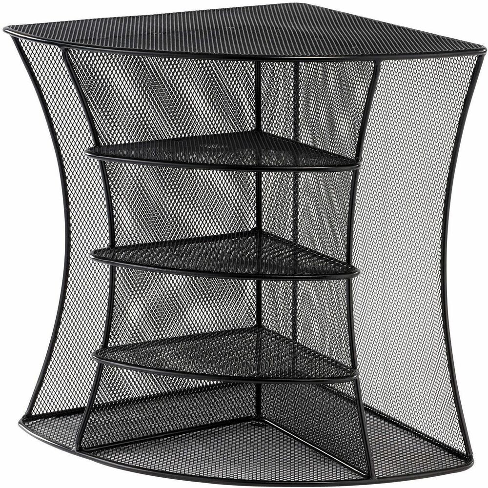 SAF3261BL - Corner organizer is part of the Safco Onyx Mesh Desk Accessories to store office supplies, files and more for easy access. Unique design allows two ways - vertical or horizontal - to organize. Large binders and books display neatly in vertical position and offer four shelves and a top of office essentials and decor. In horizontal position, files slide into the back while CDs, small books and binders fit into the four slots and bottom shelf. Corner organizer fits into a 90-degree desk corner to maximize space. Steel mesh also features a durable, powder-coat finish for durability.