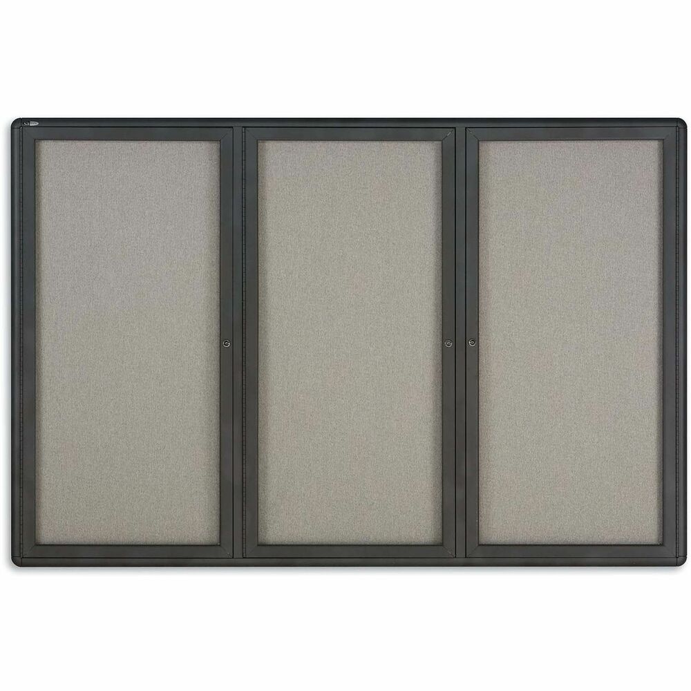 QRT2367L - Enclosed, fabric bulletin board delivers quality performance when communication is needed in any indoor environment. Three locking, shatterproof acrylic doors allow posting, protecting and easily updating important messages. Self-healing surface eliminates unsightly pinholes and will not fade or crumble like traditional corkboards, even after years of use. High-density backing offers maximum pin-holding power, ensuring documents stay securely posted. Easily mount board to wall with the specially designed, security lock system. Durable aluminum cabinet with rounded corners, full-length hinges and contemporary graphite-finish frame draw all eyes to important displays. Indoor bulletin board includes one key per lock. Hanging devices are factory-installed. Bulletin board includes hanging kit.
