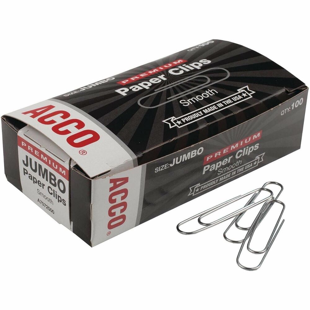 ACC72500 - Jumbo gem clips are drawn to exacting specifications from finest-quality steel wire. Heavy-gauge elliptical wire grips paper tightly. Zinc-galvanized plating provides a silver finish that is corrosion-resistant. Large size allows each quality paper clip to hold a larger stack of papers than standard paper clips.