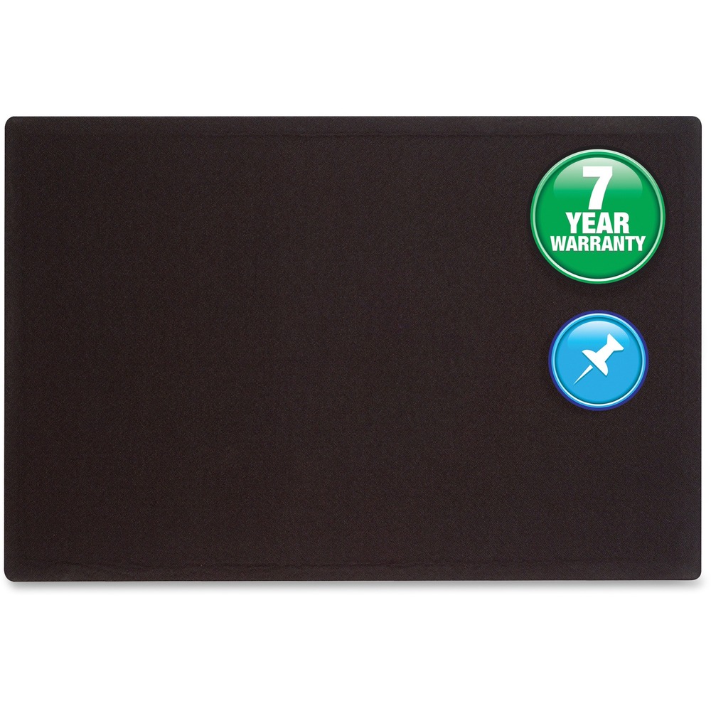 QRT7683BK - Fabric bulletin board with no frame features an edge-to-edge posting surface for securing documents with pushpins. Frameless design allows it to fit seamlessly into the decor of any space. Mount horizontally or vertically. Moisture-resistant, sealed backing on fabric extends board life by preventing warping. High-density fiberboard backing is designed for maximum pin-holding power, ensuring documents stay securely posted. Bulletin board includes mounting hardware.