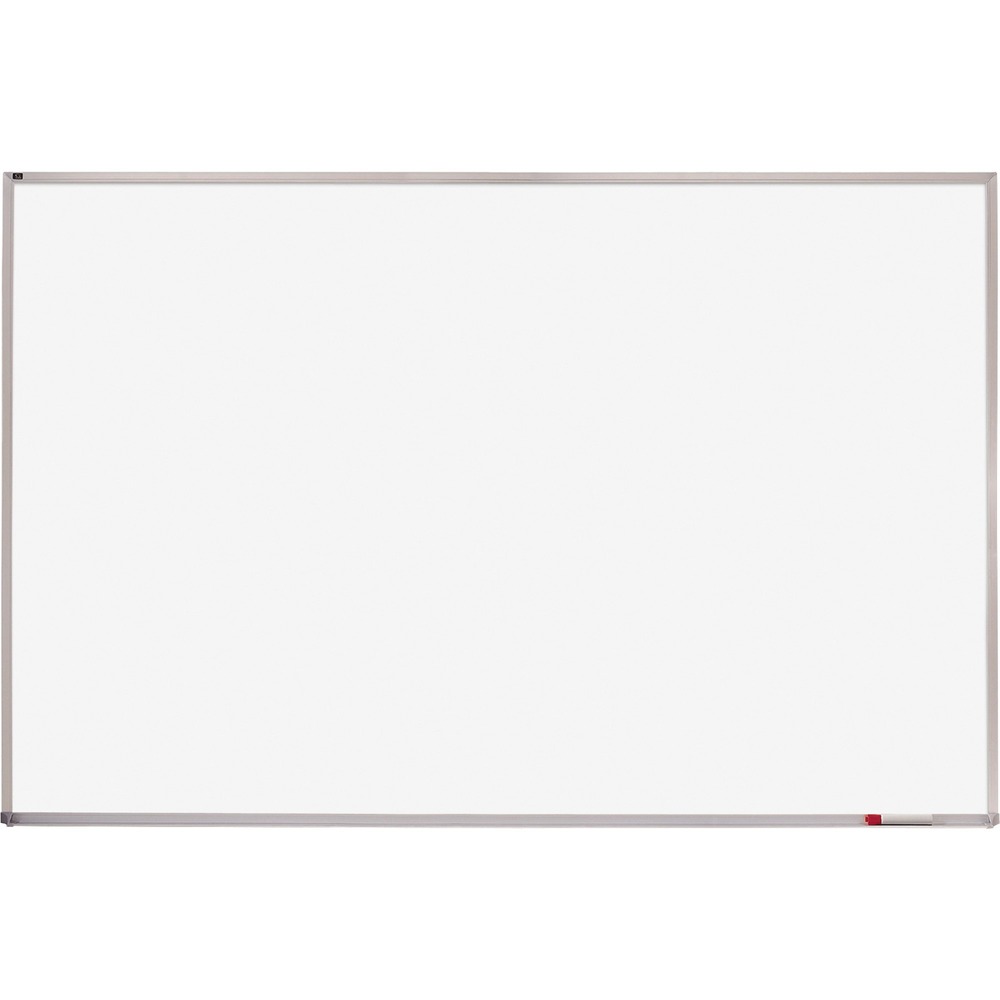 QRTEMA408 - Melamine whiteboard offers a smooth, reusable writing surface in low-use active learning environments. Anodized aluminum frame has a satin finish. All four corners are precision-mitered for extra strength. Full-length marker rail has protective plastic endcaps for easy access to markers and eraser. Whiteboard includes hanging hardware.