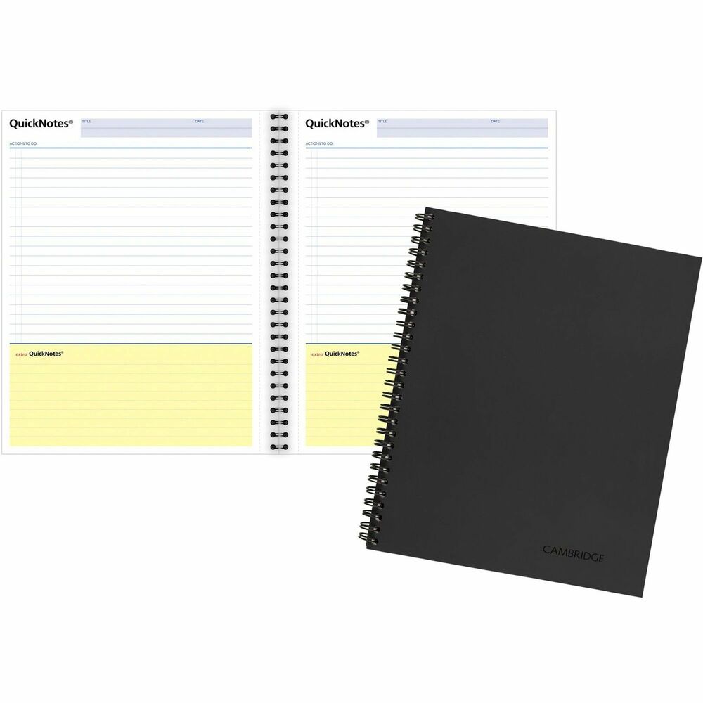 MEA06066 - Perfect for use with smartphones and mobile devices, this QuickNotes planner is designed to meet your everyday note-taking needs. Each spread provides a yellow QuickNotes section for highlighting important information. Professional notebook features durable, paper-based linen cover with double-wire binding. Premium, 20 lb. bond paper sheets are perforated for easy, clean removal. Twin-wire bound notebook features 80 ruled sheets for 160 pages of notes.