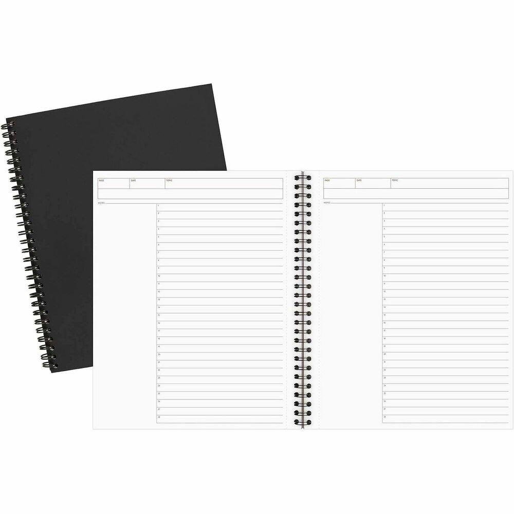 MEA06074 - Business notebook features a professional, flexible cover with foil-stamped black linen and black twin-wire binding. Premium, 20 lb. bond paper is college-ruled with 9/32" line spacings and a 13/16" left margin. Perforations allow easy, clean removal. Wire-bound book contains 80 sheets in a one-subject format.