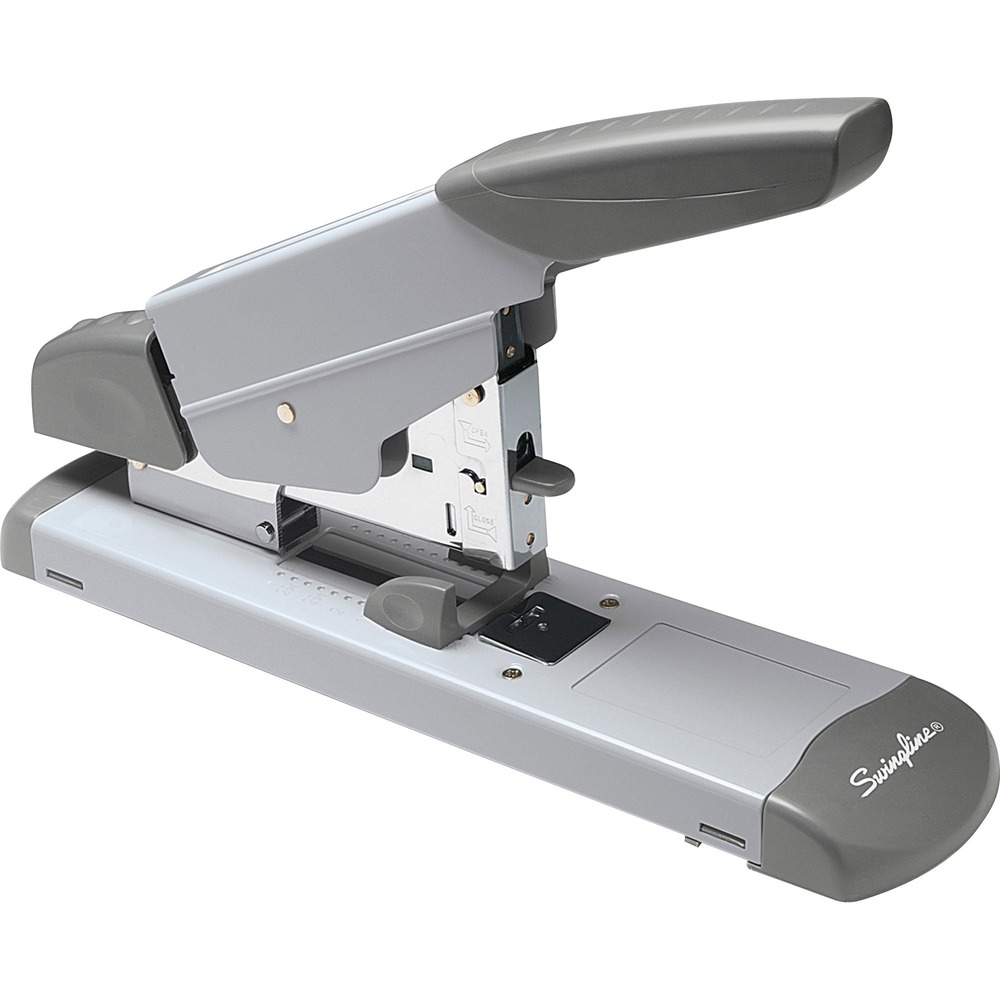 SWI39002 - Deluxe Heavy-Duty Stapler extends your limits with greater capacity. Powerfully staples up to 160 sheets of 20 lb. paper for added project efficiency. Offers durable all metal working components. Features adjustable full 2-5/8" throat depth for flexibility and control. Soft-touch materials for stapling comfort. Uses Swingline series No. 353XX or No. 793XX heavy-duty staples: 1/4" , 3/8" , 1/2" , 3/4". More from the Manufacturer